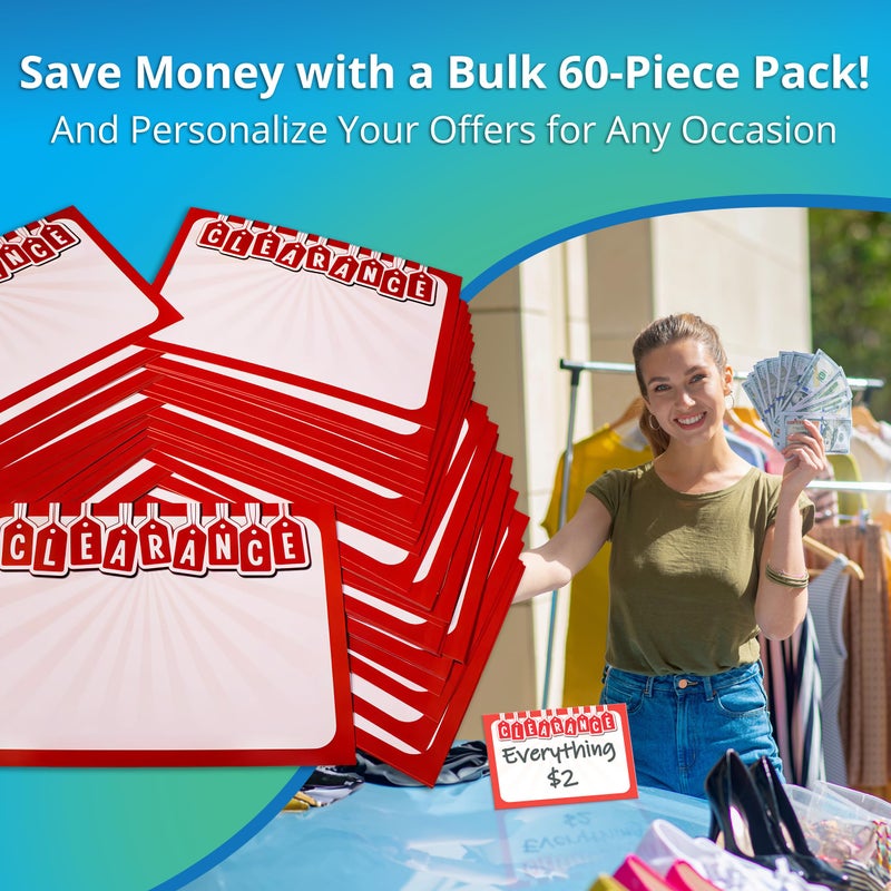 Retail Genius Red 5x7 In-Store Signage, 60 Pack. Thick, Durable and Easy to Write On Signs for Business, Fundraiser, Store & Flea Market - Image 3